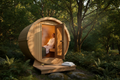 Barrel Sauna with Woman
