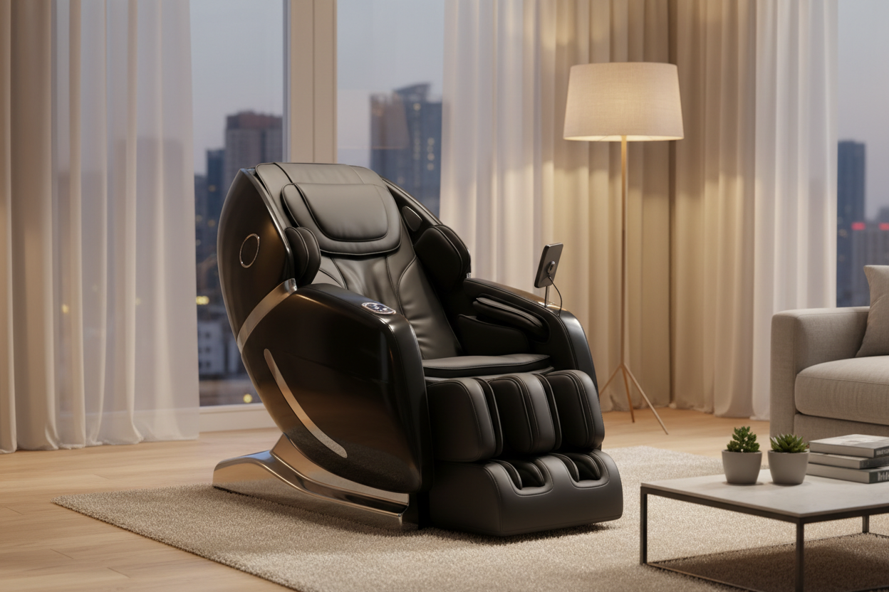 Sleek Black Massage Chair