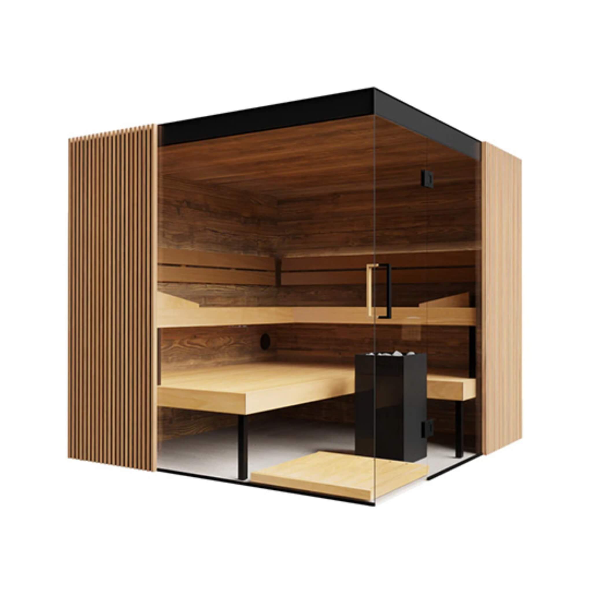 ThermaSol Aalto 4-Person Indoor Semi Panoramic Glass Sauna Cabin [Made-To-Order] [14-AALTODL\R] (SAK13285)